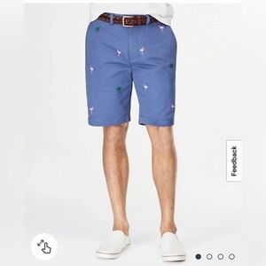 Brooks Brothers Blue Shorts with Embroidered Flamingos